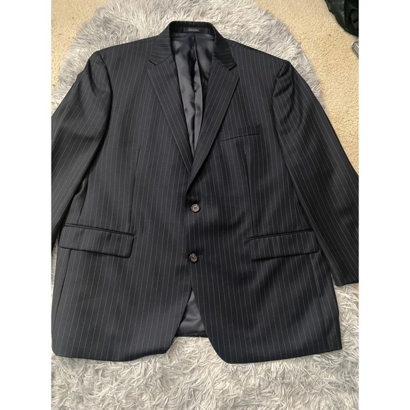 Lauren Ralph Lauren Men's Blazer 48R Navy Pinstripe 100% Wool Sport Coat Jacket - Picture 1 of 6
